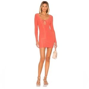 NWT Superdown Rubie Keyhole Ribbed Mini Dress in Coral Size XS